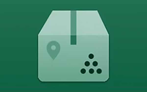 Xerox supplies tracker-Logo von Paketen auf grünem Hintergrund